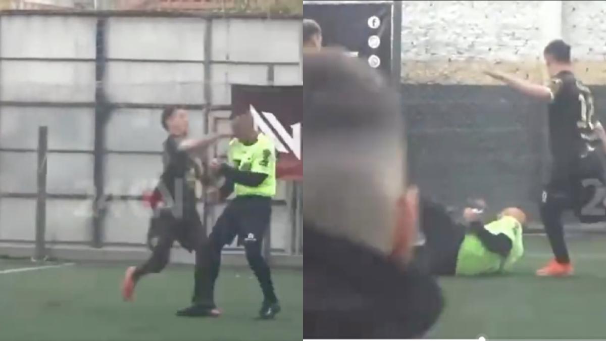 VIDEO: ¡BRUTAL! Jugador patea en la cabeza a un árbitro en un torneo de barrio