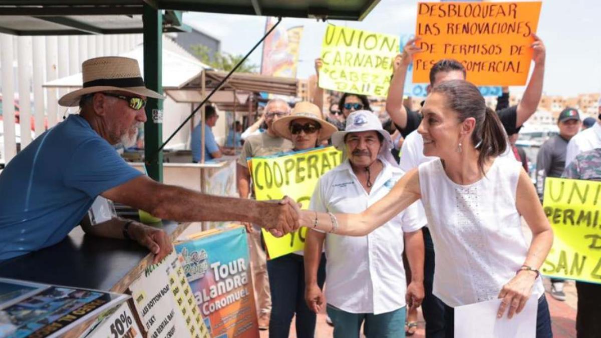 Claudia Sheinbaum se reúne con representantes pesqueros en Baja California Sur