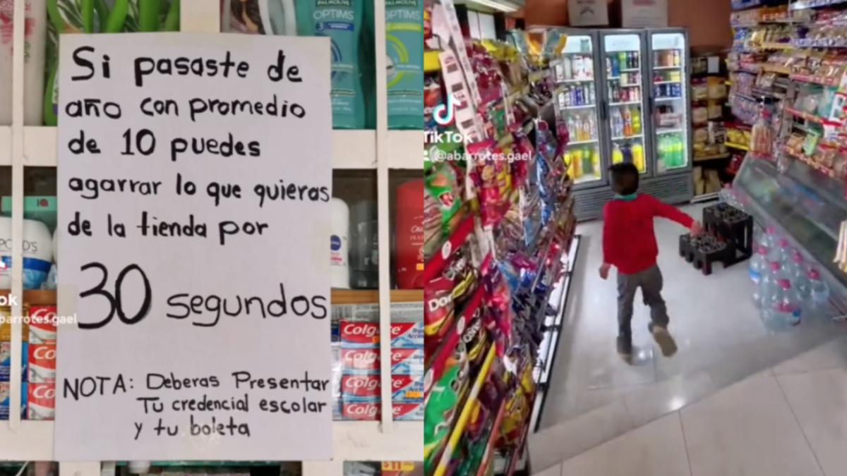 VIDEO | Si sacaste 10 de promedio, esta tienda te ofrece llevar todo lo que puedas en 30 segundos