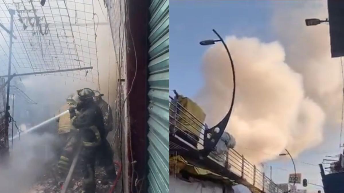 VIDEO. Incendio frente al Mercado Sonora consume puesto semifijo de plásticos