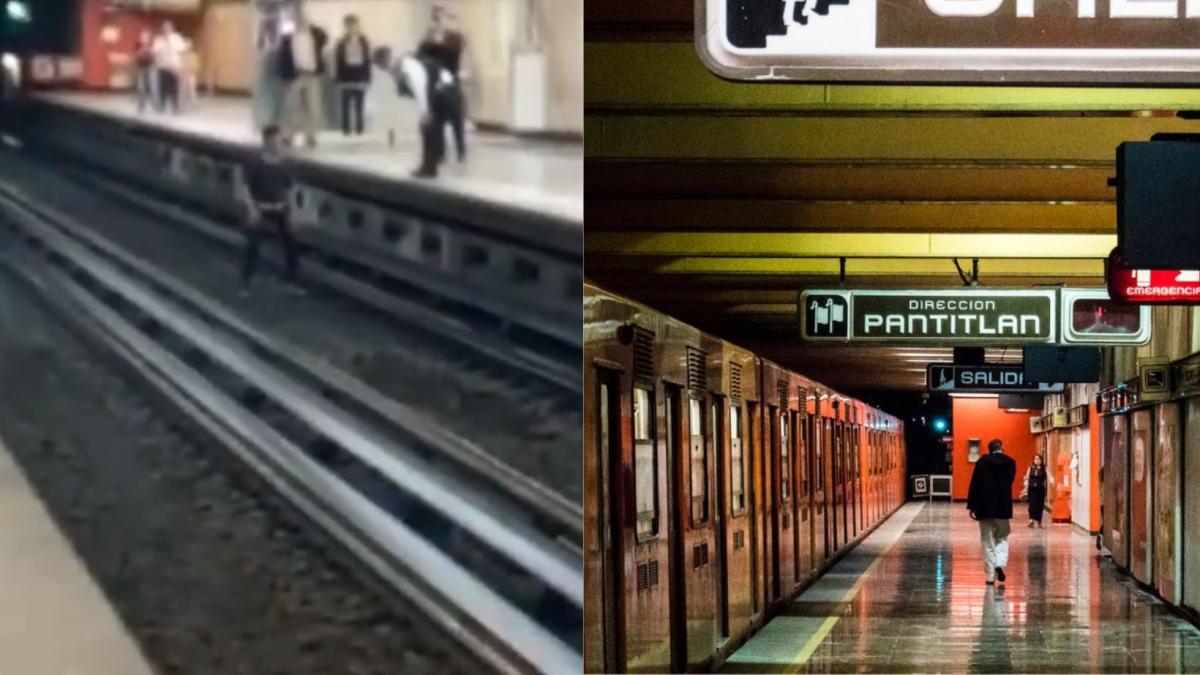 VIDEO. Joven, presuntamente drogado, camina por vías del Metro Mixiuhca