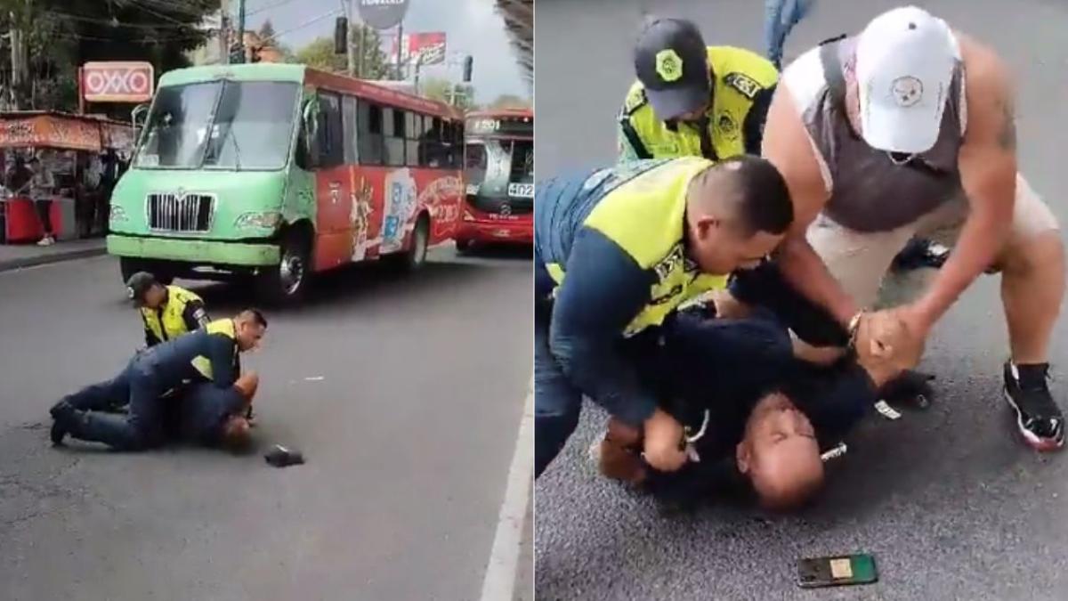 VIDEO | Chófer de camión de la ruta 21 agrede a policías de tránsito