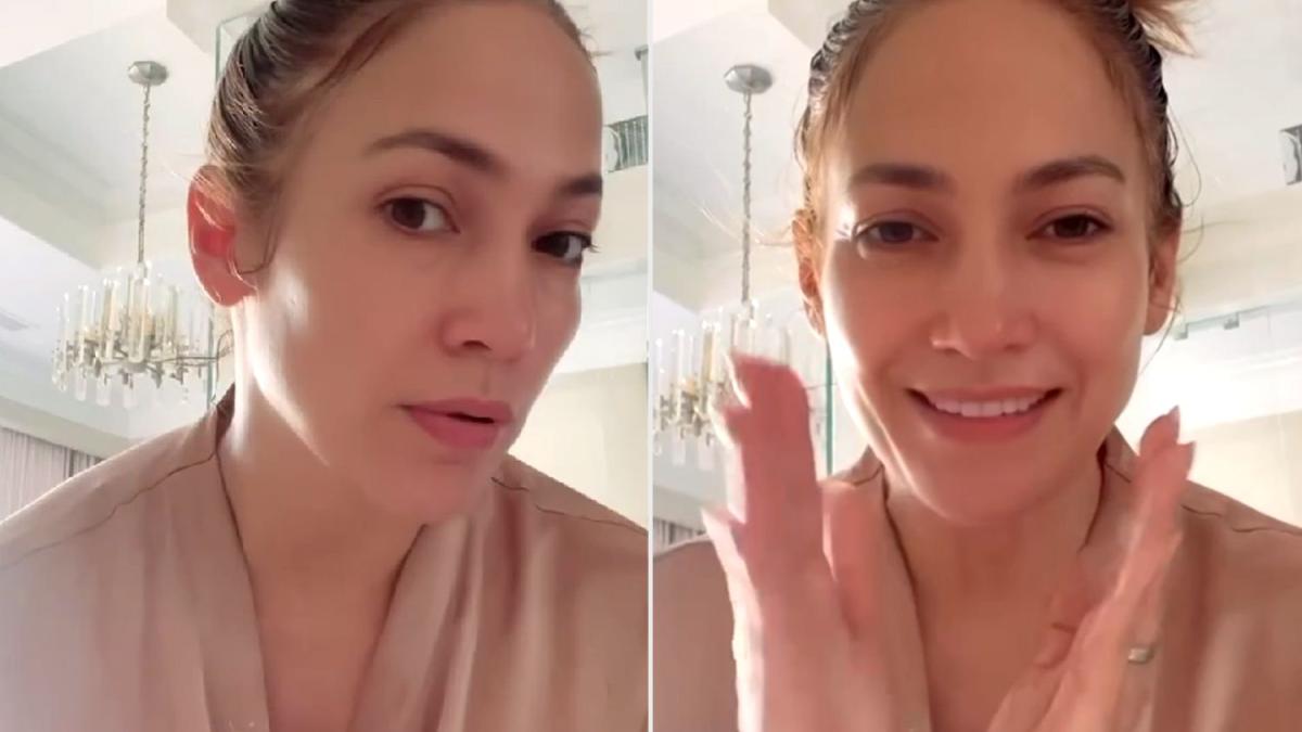 Jennifer López comparte su rutina de skincare... y la critican por pasarse de filtros