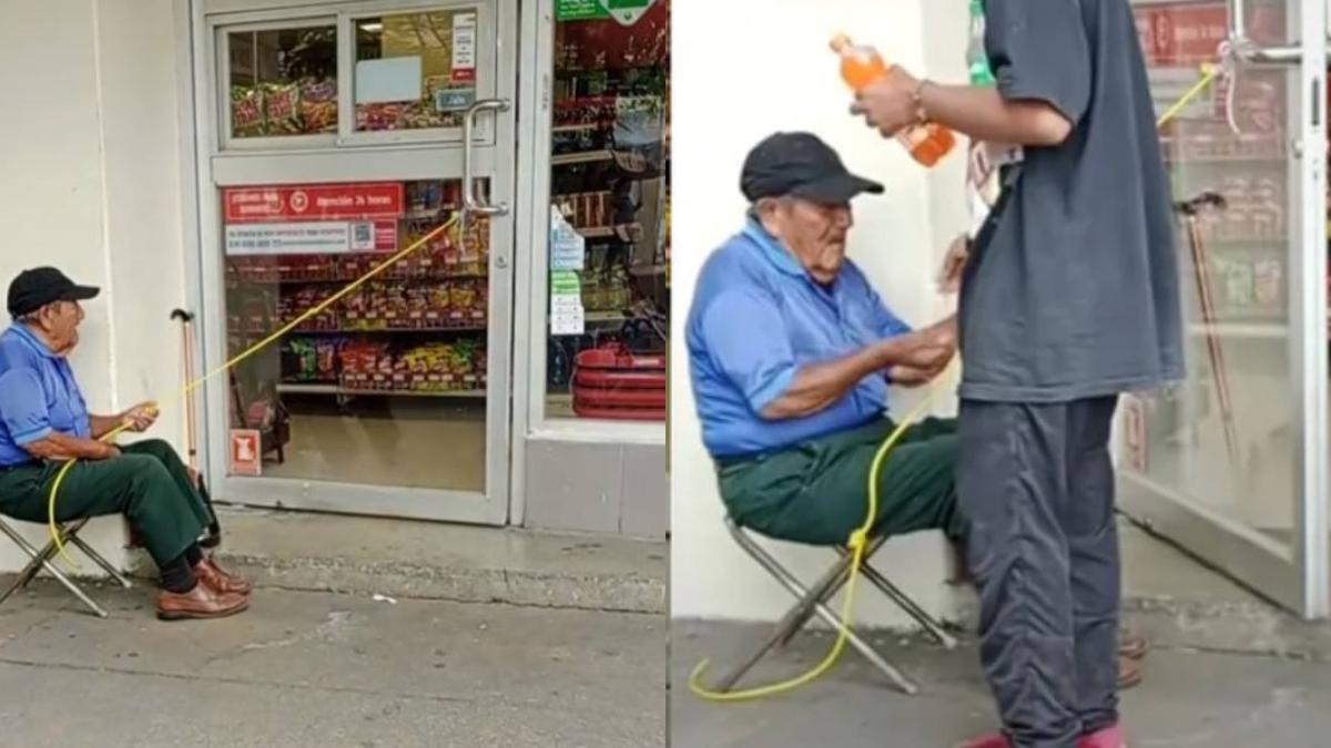 Abuelito gana dinero como 'portero' de una tienda y conmueve a usuarios de TikTok