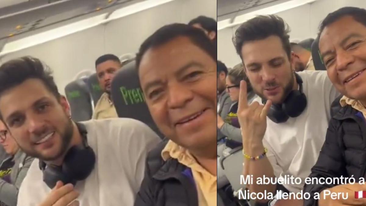 Abuelito se encuentra a Nicola Porcella en el avión y la reacción del señor enternece a Internet