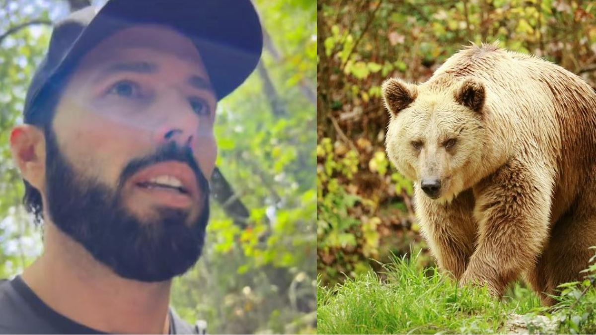 ¡Momento de terror! Oso persigue a Poncho de Nigris y a su hijo de 7 años | VIDEO