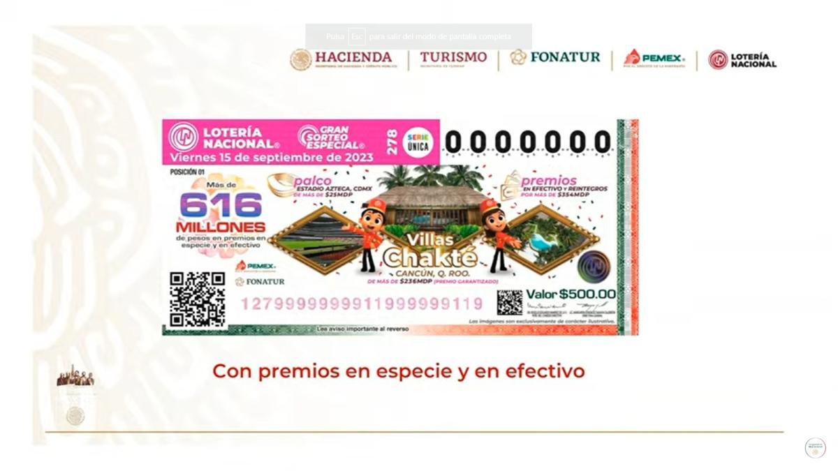 ¡Anímate! AMLO llama a comprar 'cachito' de Lotería para rifa de casa en Cancún