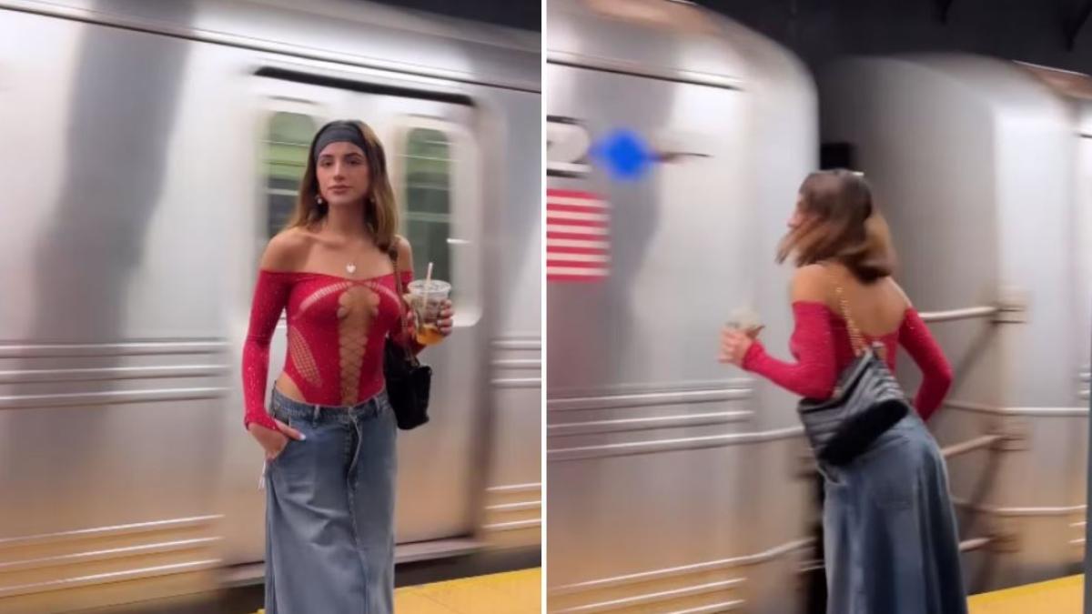 Mar de Regil presume foto en el Metro de Nueva York y la agente se burla: 'ni topas el de CDMX'