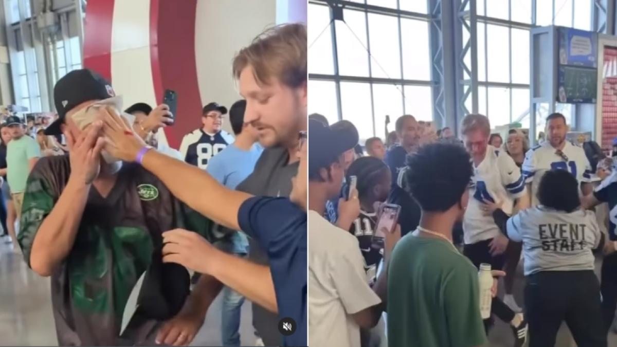 Cowboys vs Jets: Aficionados protagonizan brutal pelea dentro del estadio (VIDEO)