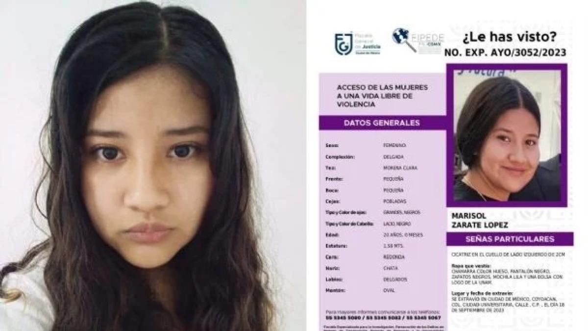 Localizan a Marisol Zárate, estudiante desaparecida en Ciudad Universitaria