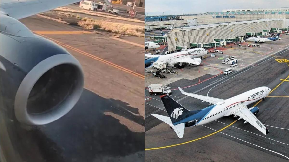 VIDEO. Avión presenta fuga de combustible antes de despegar en Aeropuerto de CDMX