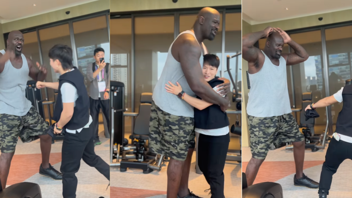 Shaquille O'Neal es cargado por una peleadora de UFC que demostró su fuerza y da miedo a sus rivales (VIDEO)