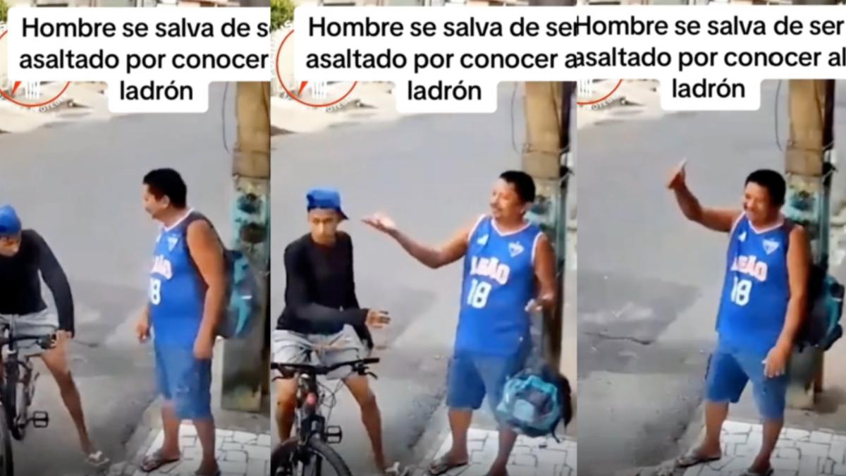 VIDEO | Hombre se salva de asalto al reconocer al delincuente que lo iba a robar