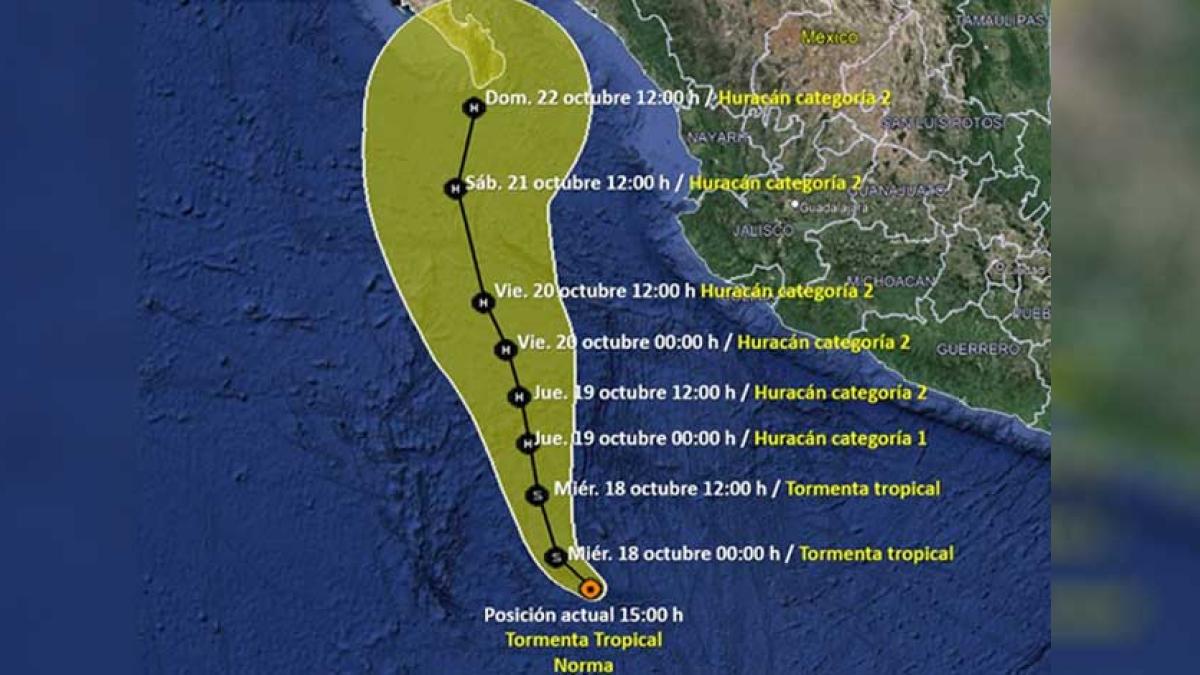 Nace la tormenta tropical Norma en el Océano Pacífico, al suroeste de las costas de Michoacán