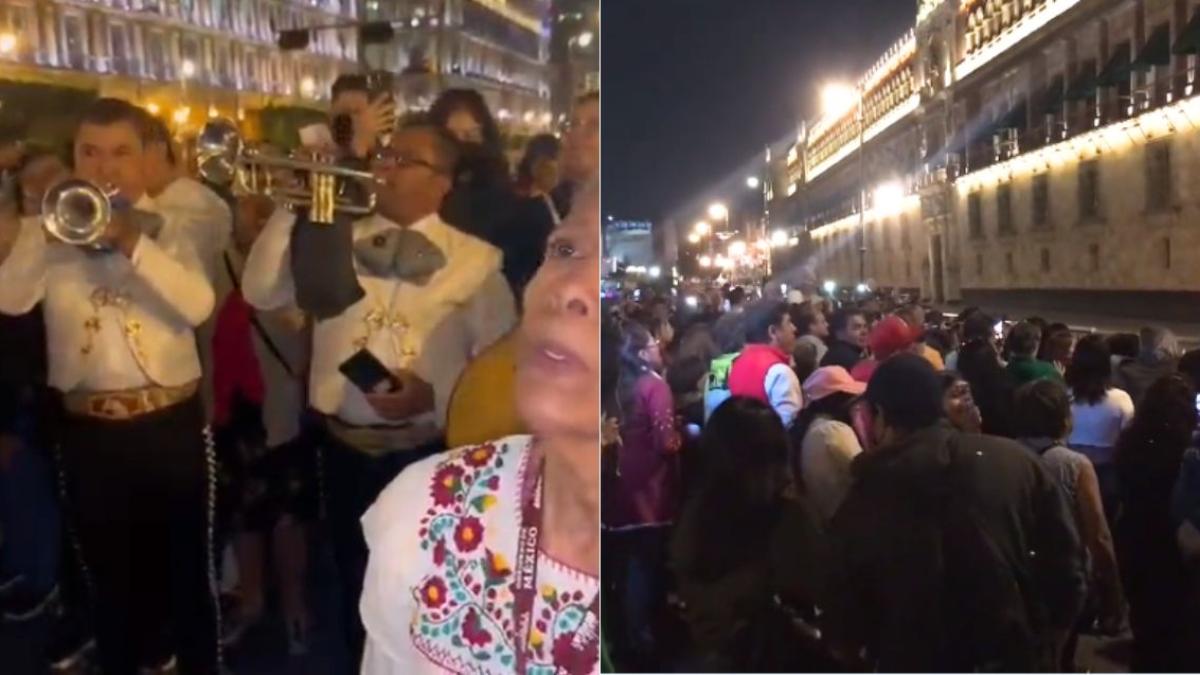 VIDEO | Simpatizantes le cantan las mañanitas a AMLO afuera de Palacio Nacional; adelantan el festejo