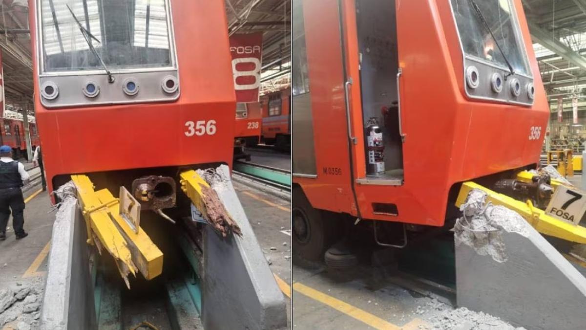 Tren del Metro choca en talleres de El Rosario; no reportan lesionados