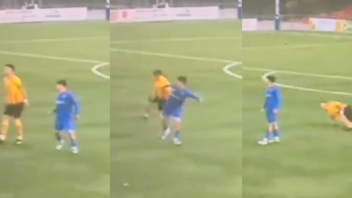 VIDEO: Así fue la criminal patada de un futbolista a un jugador del equipo rival que conmociona a España