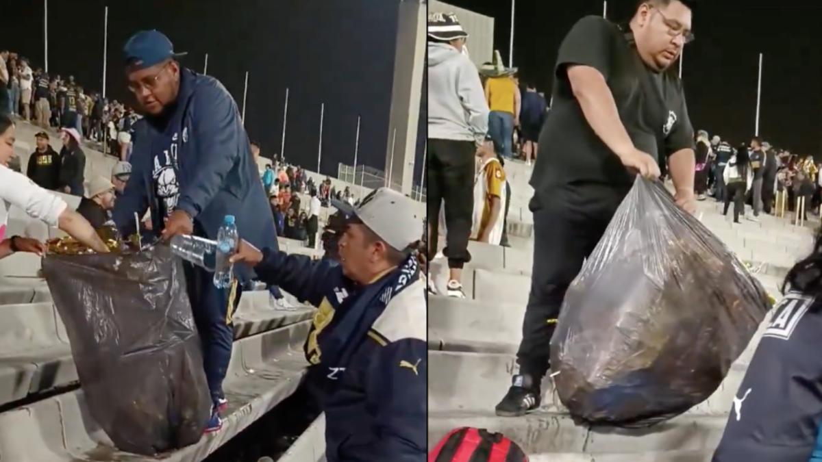 Liguilla 2023: Aficionados de Pumas ponen el ejemplo y recogen la basura en el estadio tras victoria ante Chivas