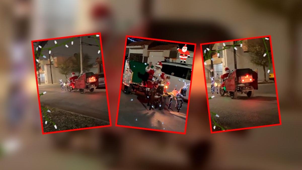 VIDEO. Santa Claus 'pasea' en su trineo por calles de Saltillo, Coahuila