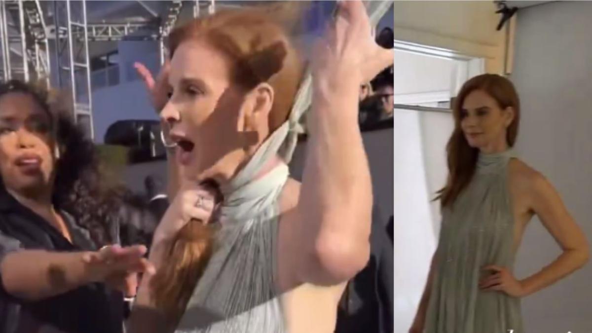 Globos de Oro 2024: Se le levanta el vestido a Sarah Rafferty; vive incómodo momento