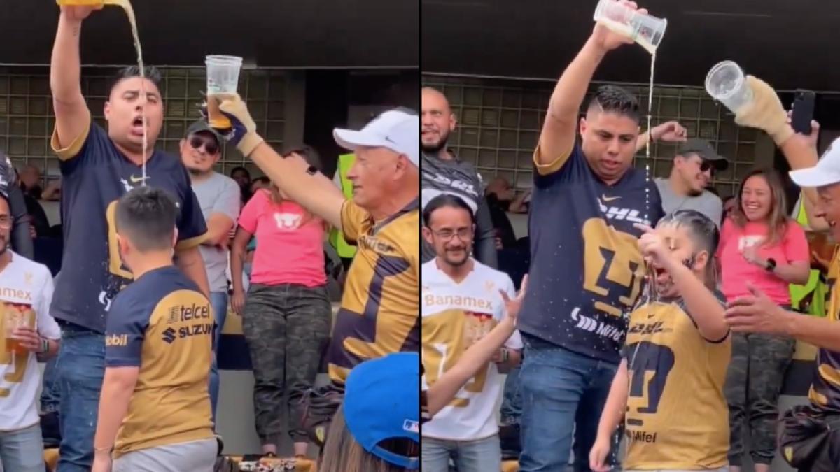 Liga MX | Afición de Pumas baña de cerveza a un niño como introducción a la porra y llena de indignación (VIDEO)