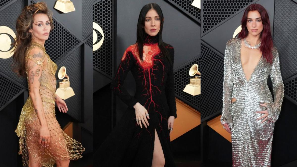 Premios Grammy 2024: Dua Lipa y Miley Cyrus entre las mejores vestidas en la alfombra roja