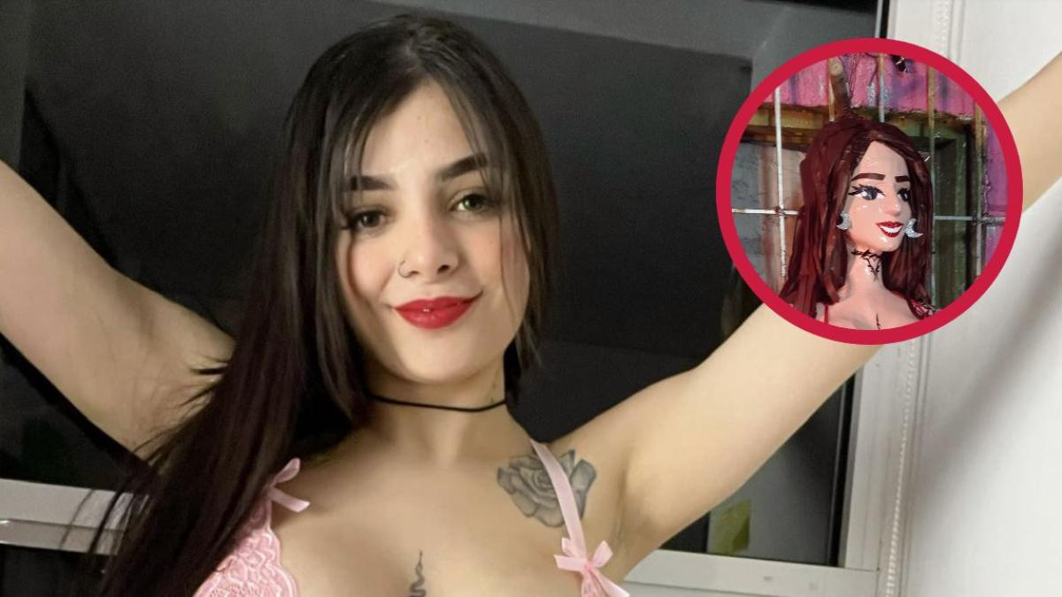 Hacen piñata de Karely Ruiz con su atuendo rojo que usó en el VIDEO con su fan