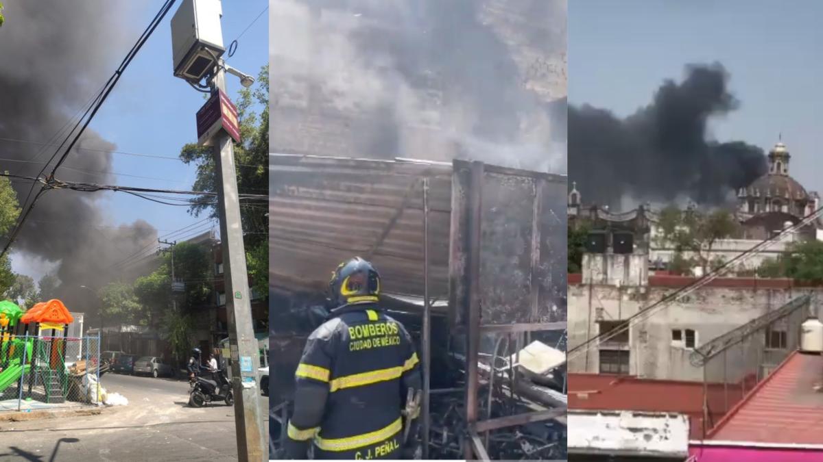 En plena contingencia ambiental, se registra incendio en Tepito | VIDEO