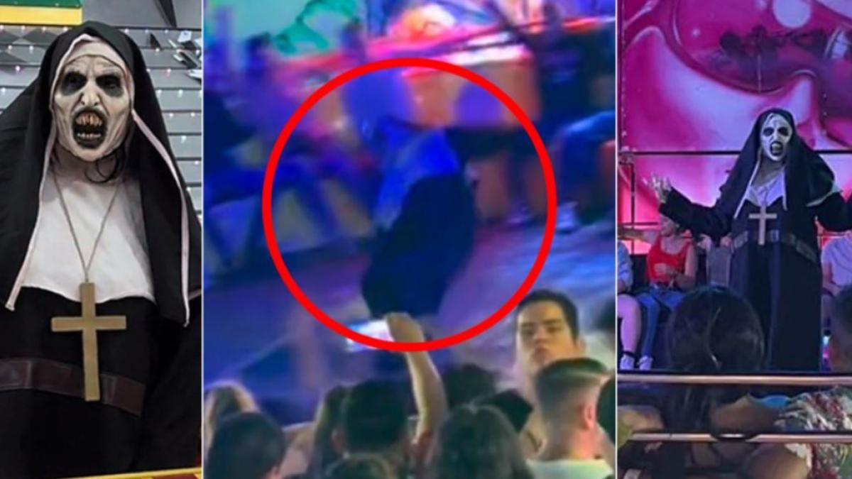 '¡La chupó el diablo!' La Monja se cae al bailar en juego mecánico en la Feria de Reynosa (VIDEO)