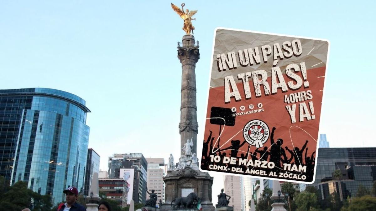 Marchan rumbo al Zócalo en favor de jornada laboral de 40 horas