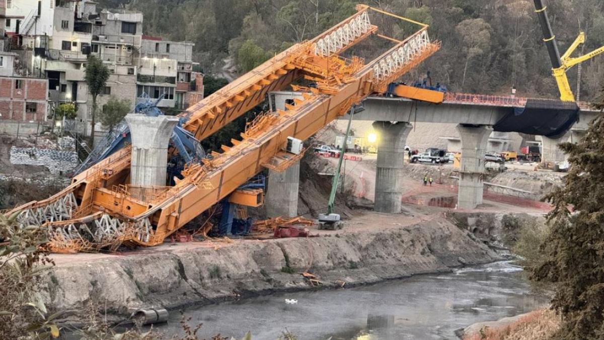 Lanzadora de dovelas colapsa en obras del Tren Interurbano; no se reportan heridos