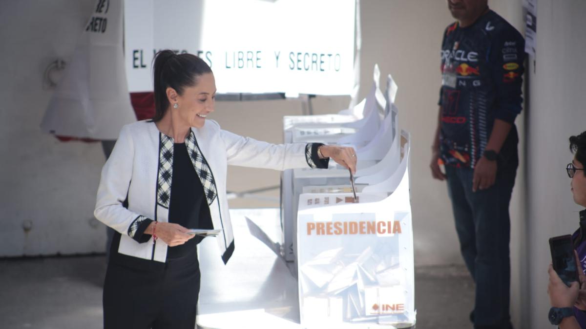 Claudia Sheinbaum, candidata presidencial de Morena, emite su voto en estas elecciones del 2 de junio