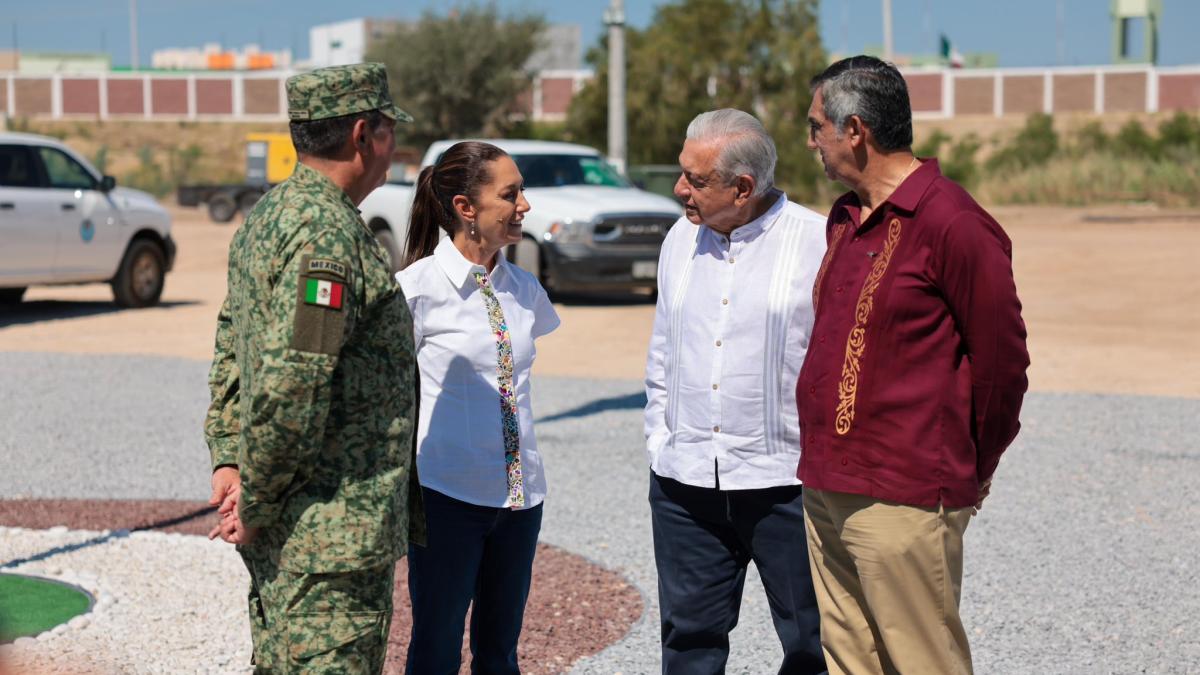 Sheinbaum acompaña a AMLO a revisar avance del Nuevo Centro de Aduanas en Nuevo Laredo