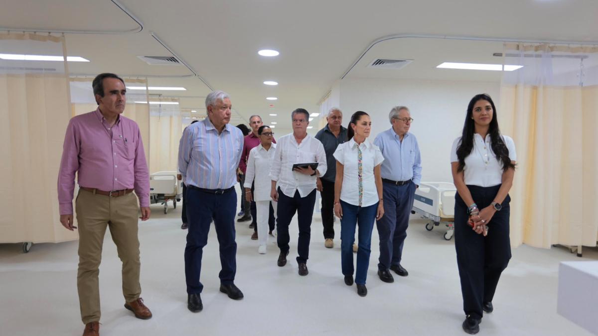 Claudia Sheinbaum y AMLO visitan uno de los hospitales del ISSSTE que está por inaugurarse en Coahuila