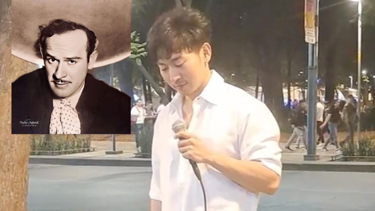 Coreano se pone a cantar canciones de Pedro Infante en pleno Centro Histórico