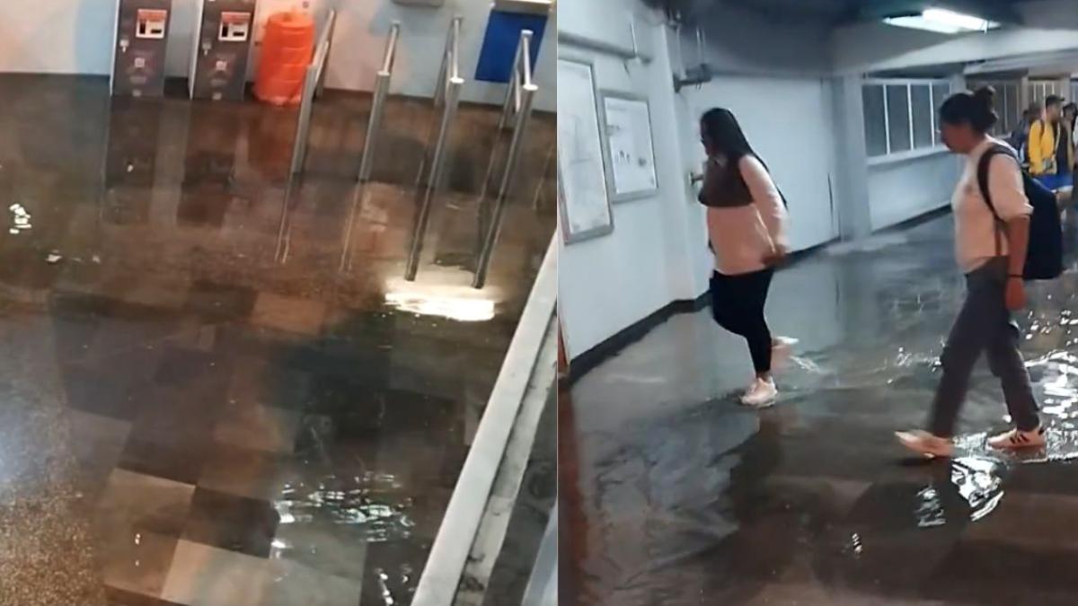 Tras fuertes lluvias se inundada la estación San Lázaro del Metro y Circuito Interior | VIDEO