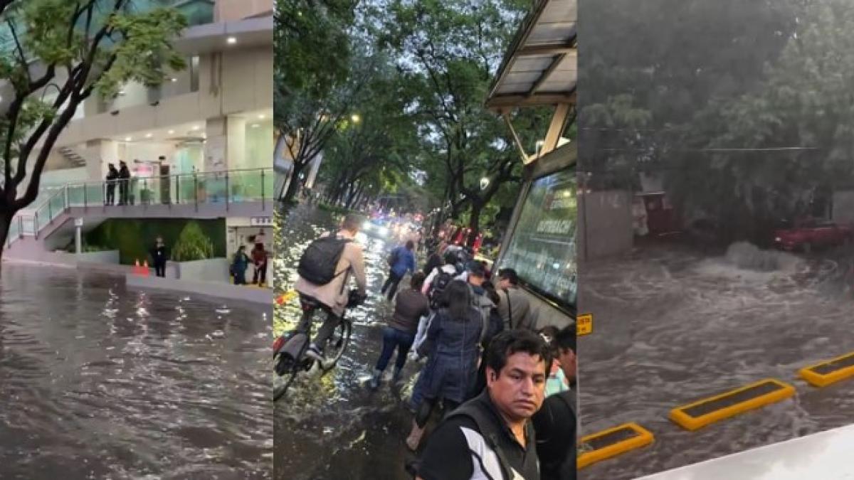 Estos son los IMPRESIONANTES videos que dejaron las lluvias en Insurgentes Sur