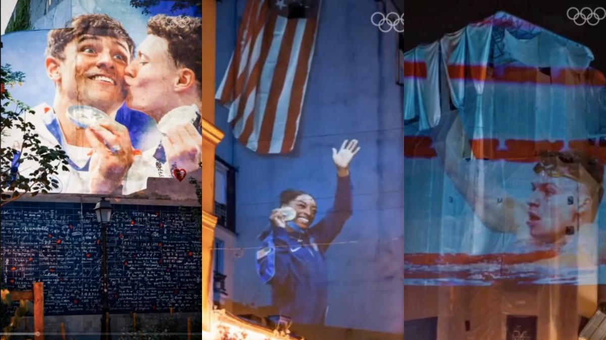 VIDEO: Las calles de París 2024 se llenan de proyecciones olímpicas de los deportistas más grandes del momento