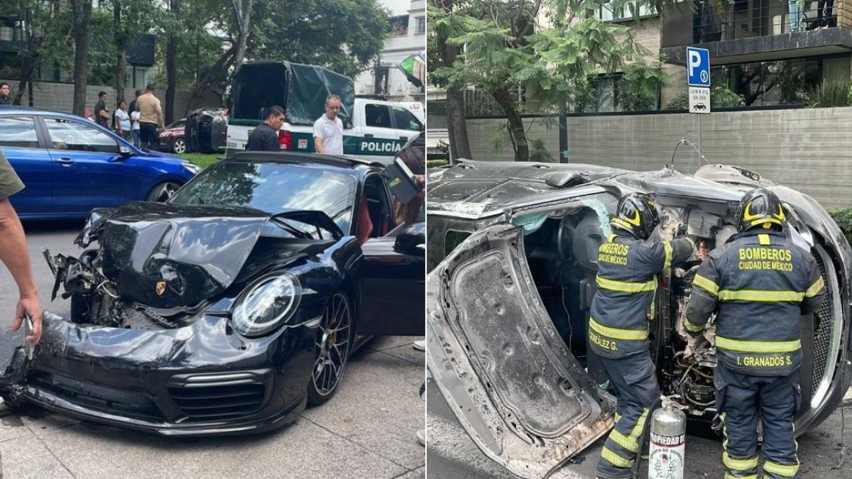 ¿Huyeron? El misterio del Porsche chocado que fue abandonado en Polanco