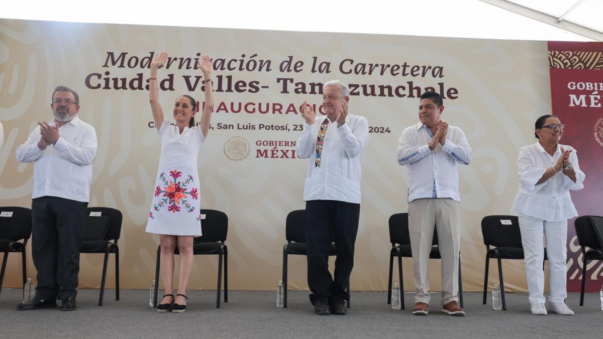 AMLO y Sheinbaum inauguran carretera Valles-Tamazunchale | VIDEO