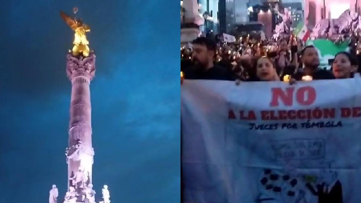 Trabajadores del PJ protestan en el Ángel de la Independencia contra la reforma judicial