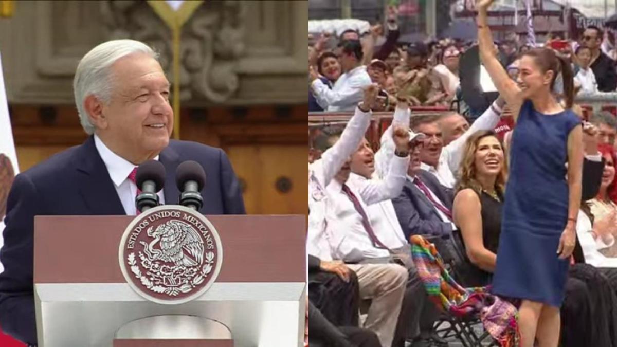 Al grito de "¡Presidenta!", AMLO y miles en el Zócalo respaldan a Claudia Sheinbaum