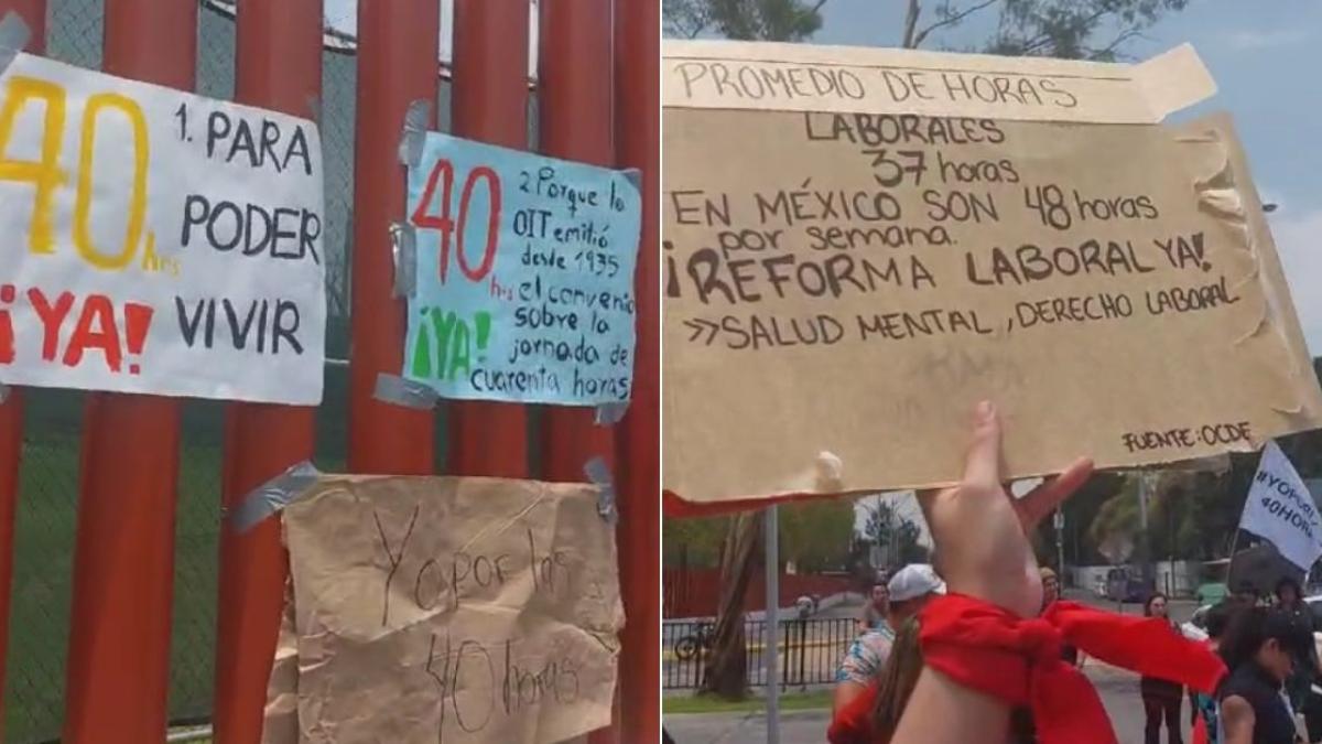 Manifestantes exigen aprobación de reducción de jornada laboral a 40 horas; protestan frente a Cámara de Diputados