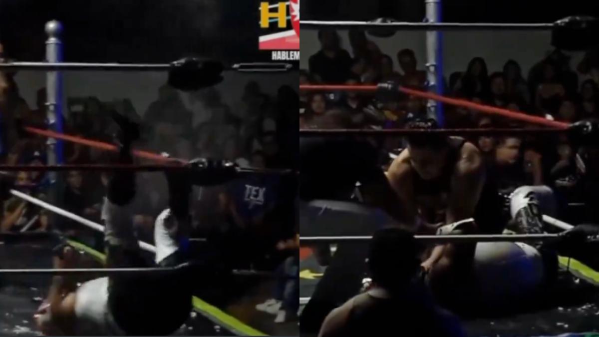 ¡Imágenes sensibles! Luchador sufre espeluznante accidente al clavarse una lámpara en el brazo (VIDEO)