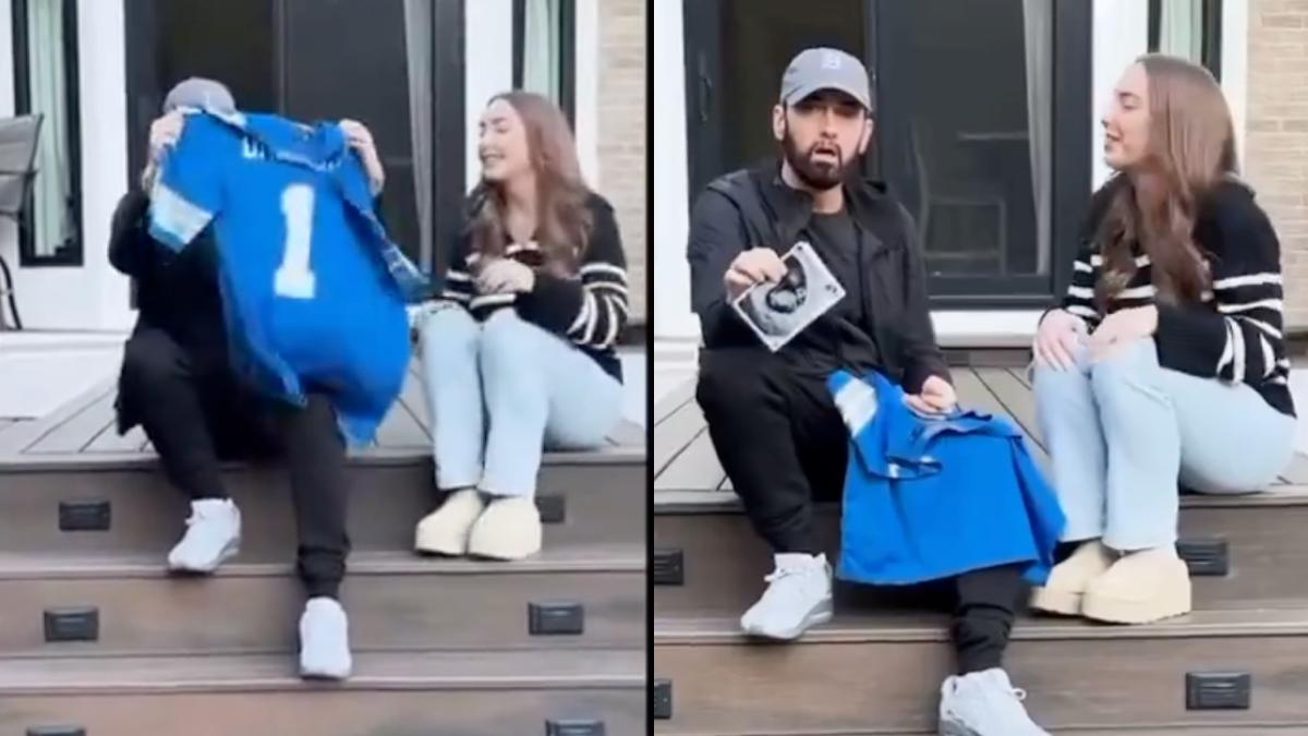 NFL: Eminem recibe un jersey de los Detroits Lions con el que su hija le revela increíble noticia (VIDEO)