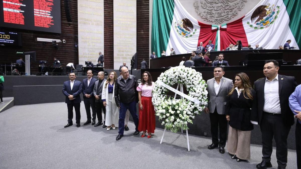 En sesión donde diputados discuten leyes secundarias de reforma judicial, oposición protesta con corona floral