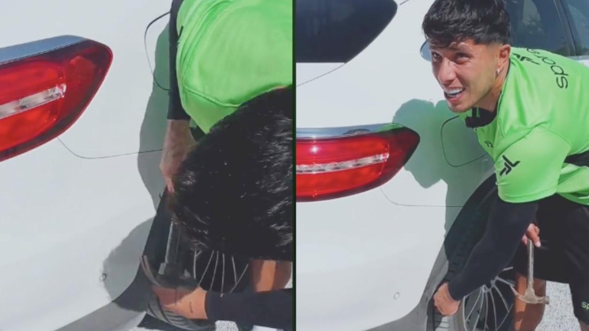 VIDEO: Carlos Salcedo poncha llanta de lujoso auto por una inexplicable razón