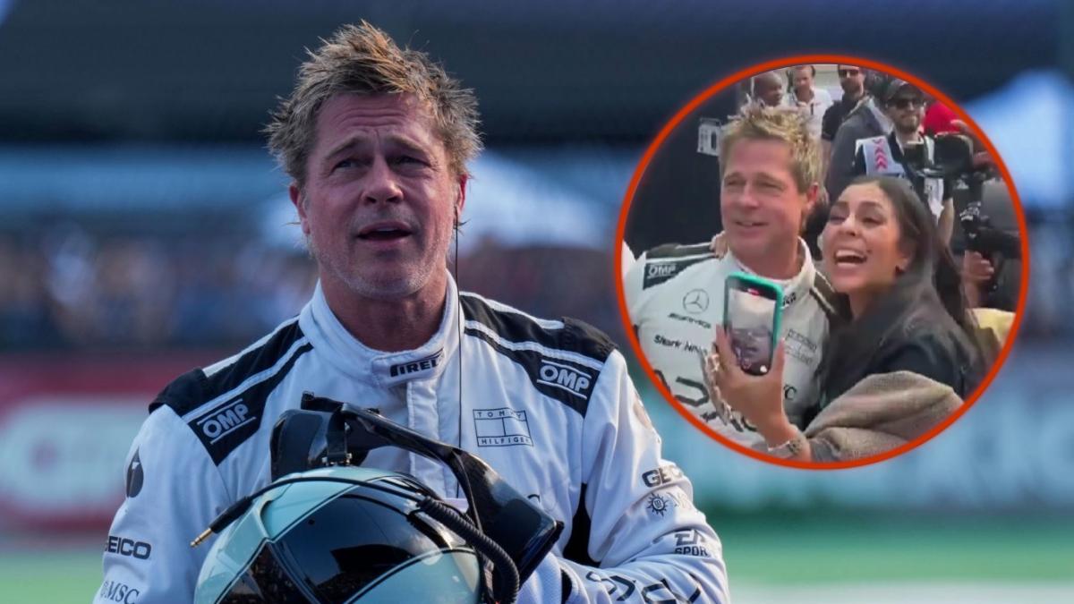 Fanática besa a Brad Pitt en el GP de México y la señalan por incomodarlo