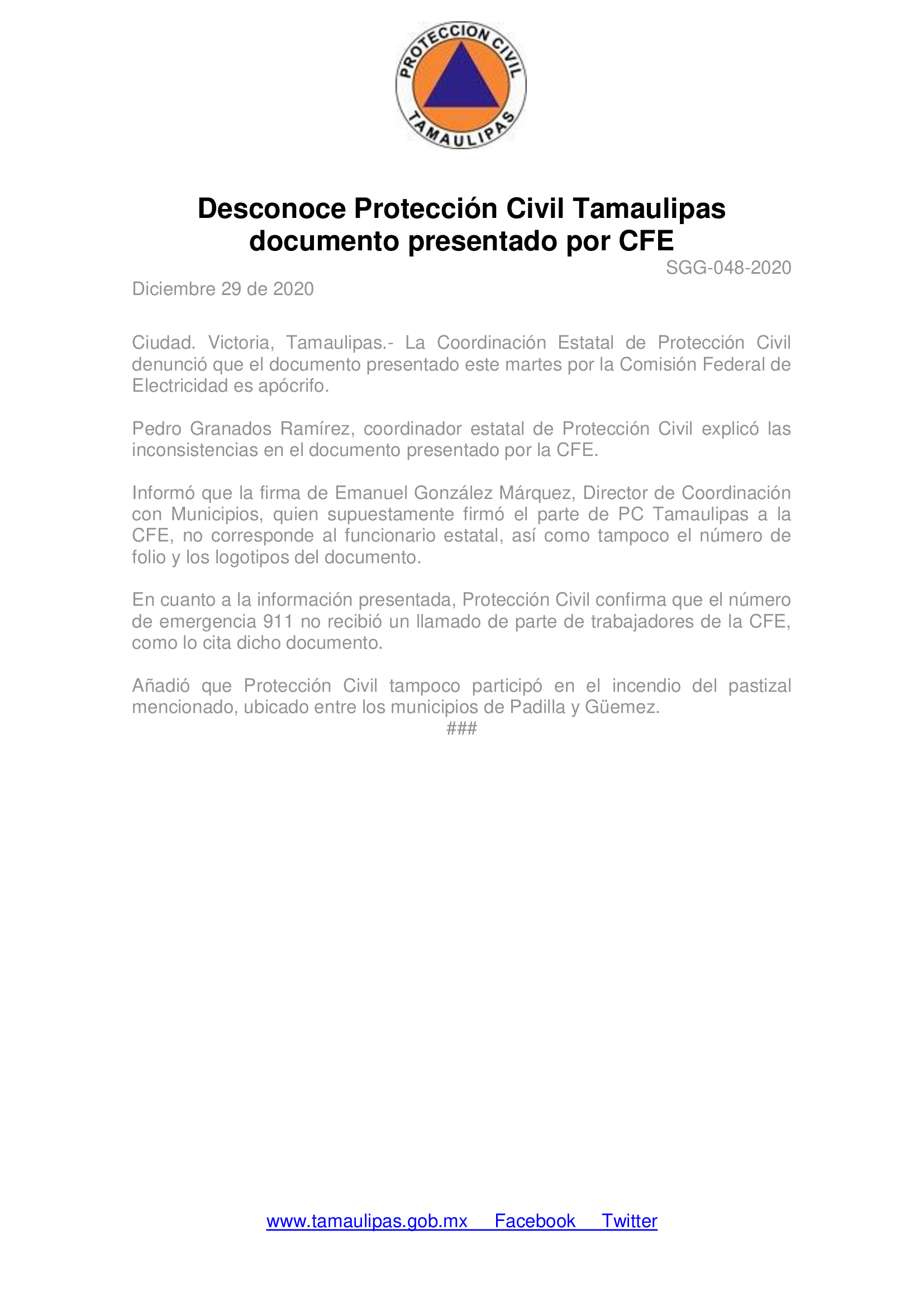 Protección Civil De Tamaulipas Desconoce Documento Presentado Por Cfe 5579